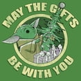 thumbnail image 2 of Men's Star Wars: The Mandalorian Christmas Grogu May the Gifts Be With You Graphic Tee Kelly Heather Medium, 2 of 3