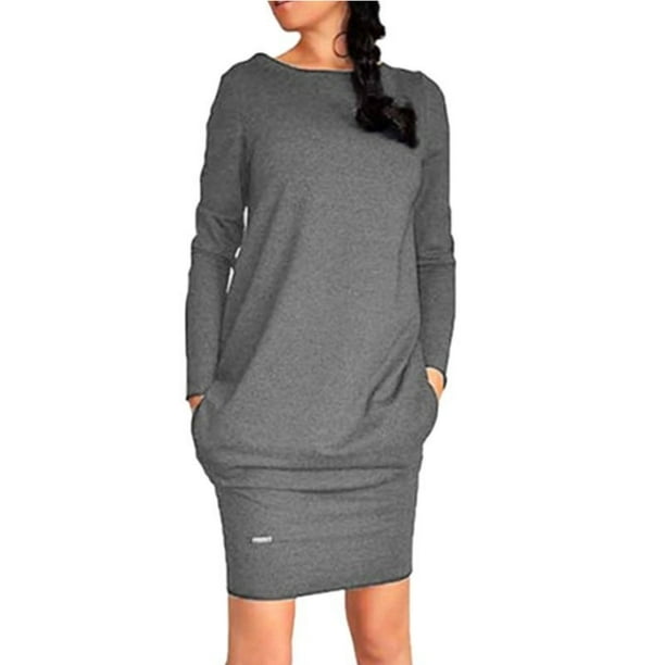 Isaac Liev Womens Winter Sweatshirt Dress Hoodie Pullover Jumper Top Package Hip Skirt Pockets Sweater Long Sleeve Dress Walmart Com Walmart Com