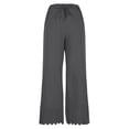 thumbnail image 5 of RQYYD Women's Summer Wide Leg Pants Drawstring Waist Textured Trousers with Scalloped Hem for Women, 5 of 6