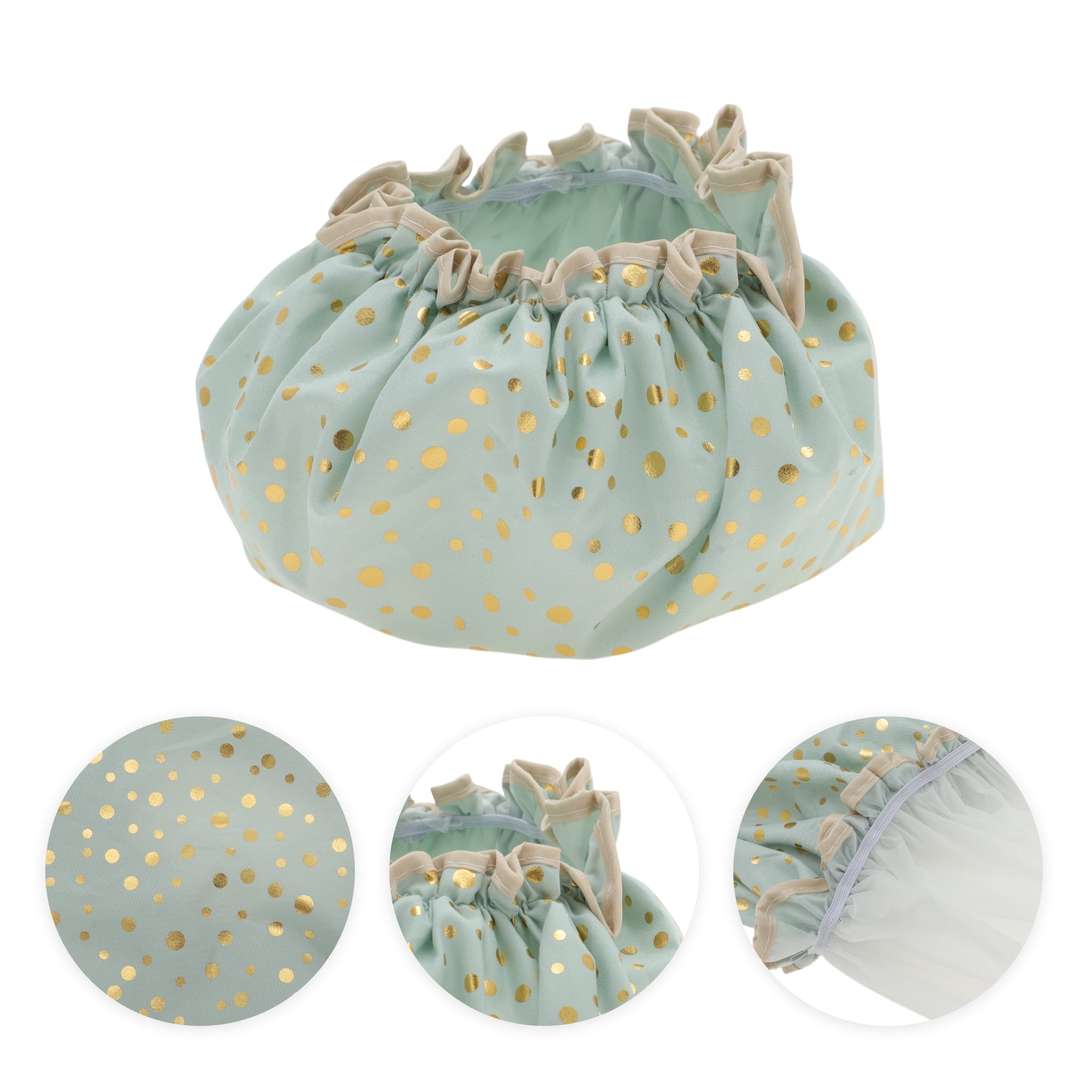 Unique Bargains Reusable Dots Shower Cap 1 Pc Light Green