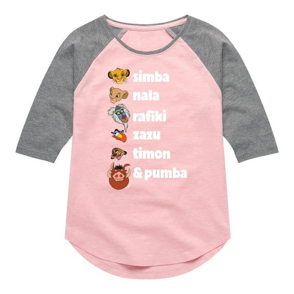 The Lion King - Main Characters - Toddler & Youth Girls Raglan Graphic T-Shirt