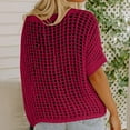 thumbnail image 6 of Oplxuo Womens Summer Scoop Neck Short Sleeve Sweater Casual Crochet Hollow Out Knit Tops Pullover Shirts Beach Coverup, 6 of 6
