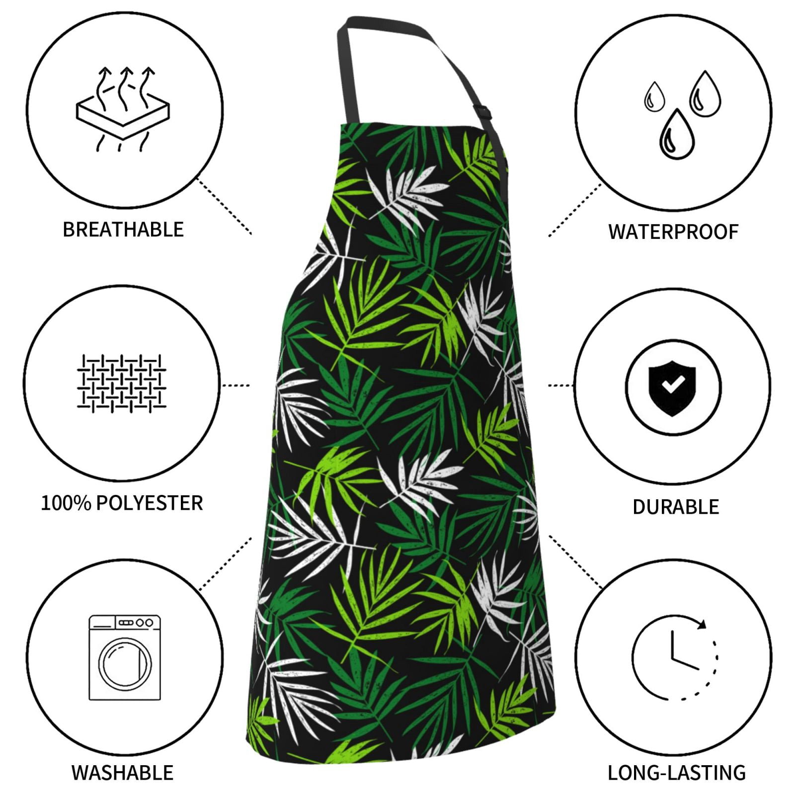 Kdxio Tropical Leaves1 Apron with Pockets Adjustable Kitchen Aprons for Men Women Waterproof Aprons for Cooking,Drawing,Crafting, Baking Household Cleaning