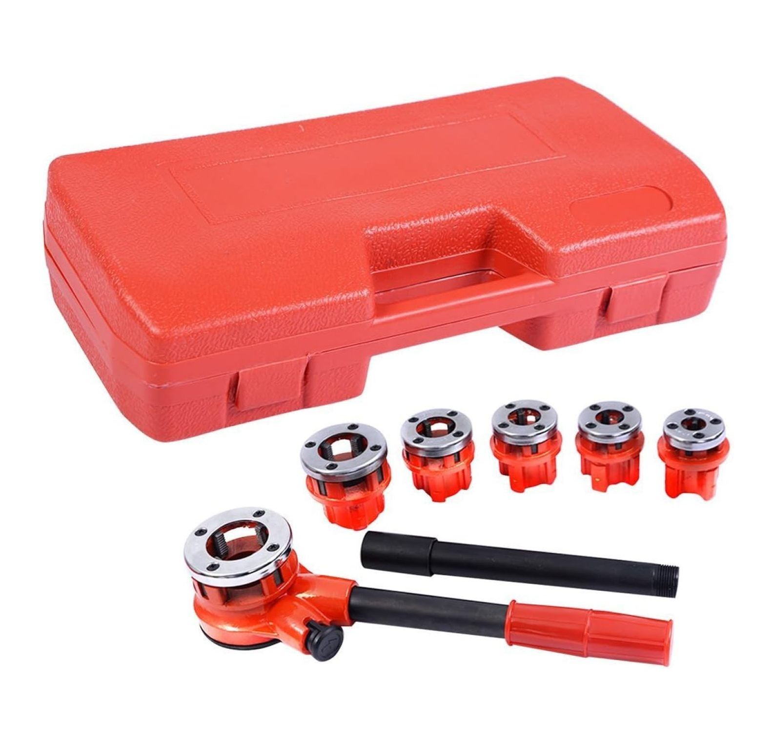 YuraZH Ratchet Pipe Threader Kit Set Portable W/6 Dies and Case Gas Manual Ratcheting Pipe Threading Tool Set