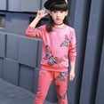 thumbnail image 3 of BAYAIXZ Baby Girls Sweatshirt Outfits Fall Winter Clothes Butterfly Print Sweatshirt Round Neck Cartoon Tops Shirt+Pocket Pants Trousers Athleisure 2Pcs Outfits Girls Clothing (Pink,8-9 Years), 3 of 6