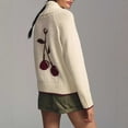 thumbnail image 4 of Uootdi Women's Plus Size Knit Cardigan Shawl Collar Button Front Embroidered Cherry Pockets Long Sleeve Loose Fit Cozy Winter Sweater Outerwear Beige Women Top, 4 of 6
