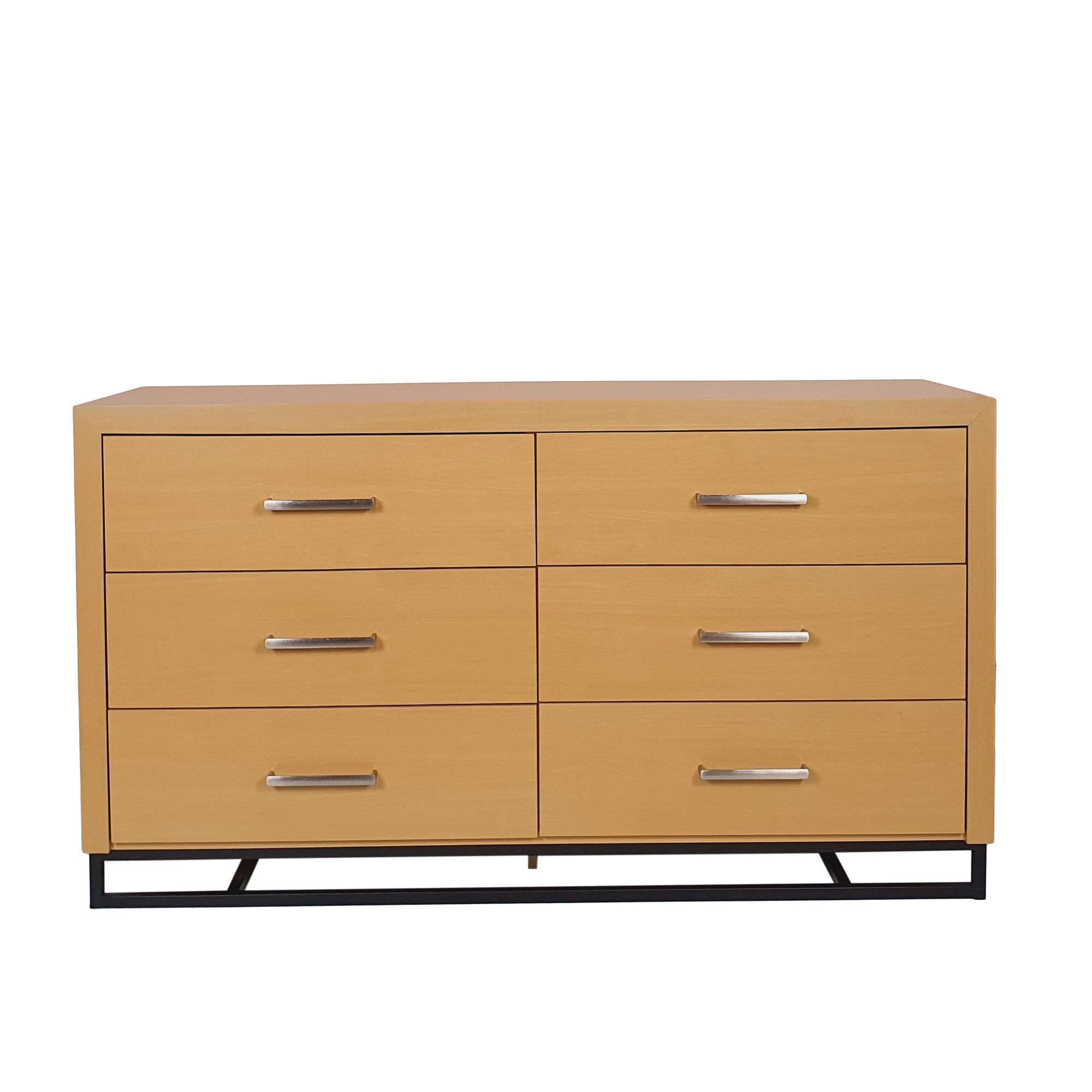Resenkos Double Dresser for Bedroom with 6 Drawers, Chest of Drawers with Sturdy Metal Frame for Nursery, Maple