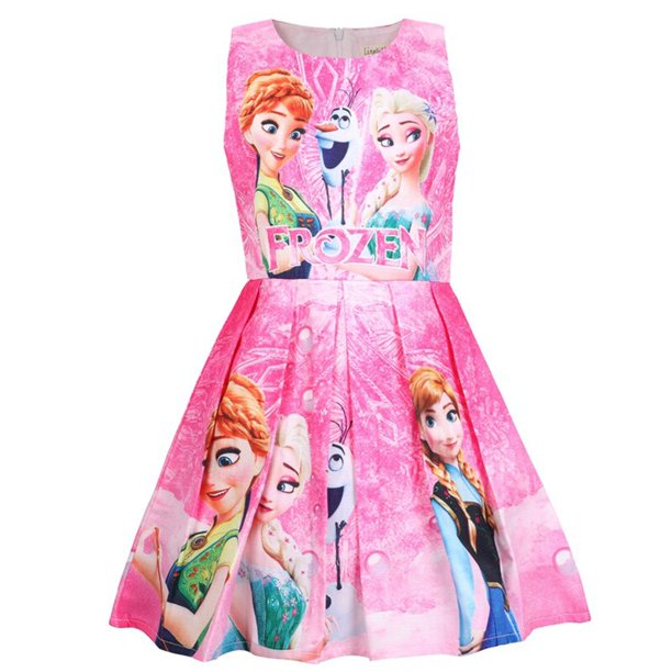 Ropa para niños, vestidos de princesa Elsa Anna de Frozen, vestido para niñas, chaleco sin mangas, disfraz de fiesta para niños, trajes de cumpleaños para niños pequeños 3T Gao Jinjia LED