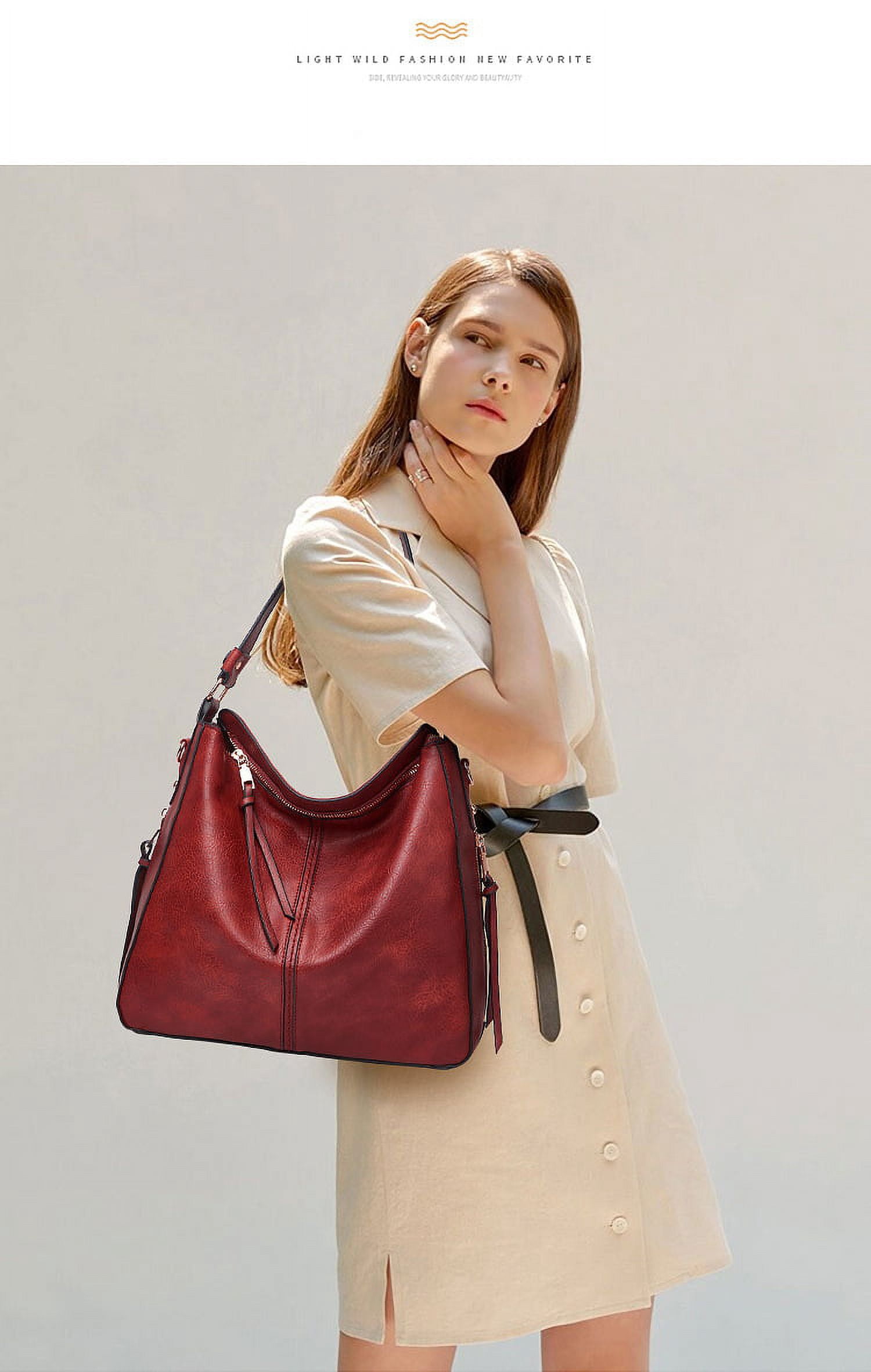 LEZMORE Satchel Purses and Handbags for Women Shoulder Tote Bags Wallets Burgundy