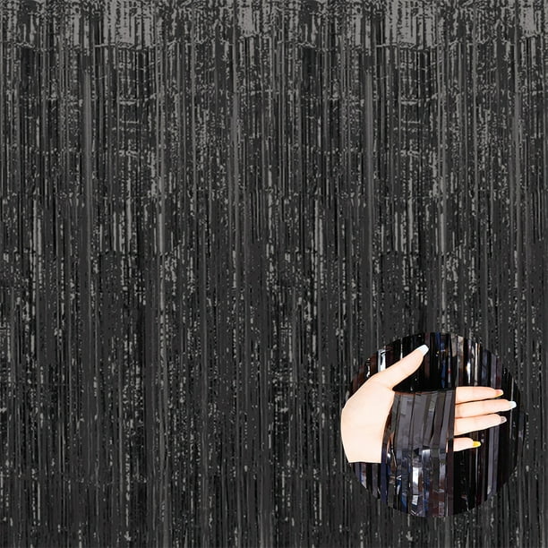 Cortina de lámina artesanal Bearachild Exquisita decorativa 3*1m Negro