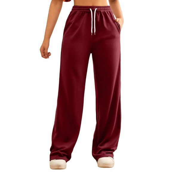Ierhent Women Pants Casual Work Women's Loose Fit Classic Lounge Pants(Red,XL)