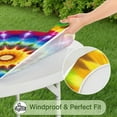 thumbnail image 5 of Colorful Tie Dye Star Mandala Round Fitted Tablecloth with Elastic Edge,Dining Table Cover Waterproof,Outdoor Round Tablecloth for Camping,Dining,Indoor and Outdoor, 5 of 7