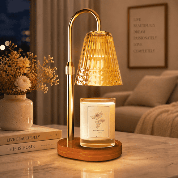 Candle Warmer Lamp with Timer Dimmer, Birthday Gifts for Women, House Warming Gifts for New Home, Vintage Room Decor, Adjustable Height Candle Lamp, Wax Warmer for Scented Jar Candles