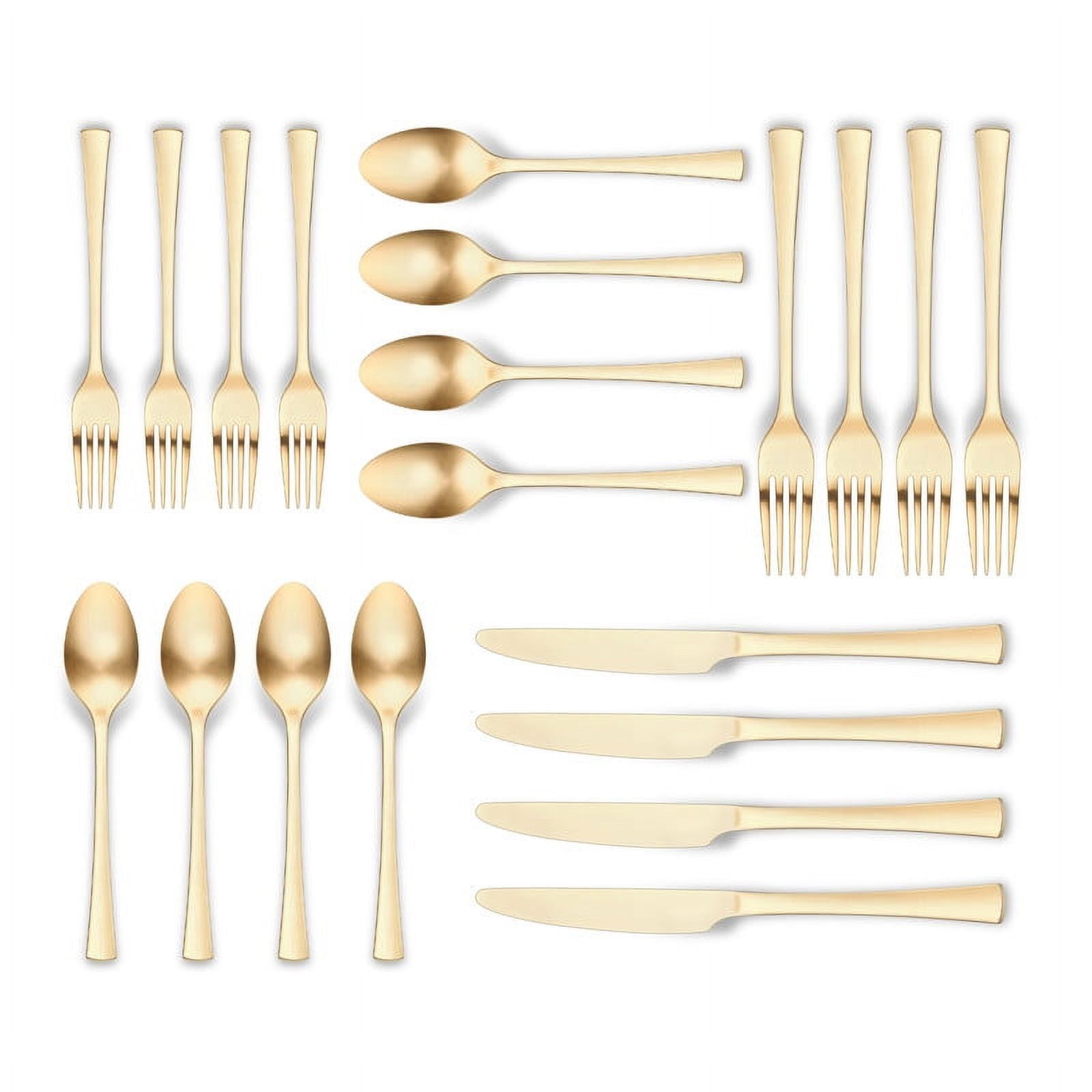 Ornative Flatware - HAB - 18/0 Stainless Steel, Matte-Gold Finish, 20pc Set, Service for 4
