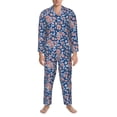thumbnail image 3 of Uemuo Rose Flowers Pattern 2-Piece Loungewear Set - Men’s Soft Sleepwear, Cozy Winter PJs, Comfy Sleep Set-Large, 3 of 7