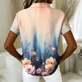 thumbnail image 4 of Women Hawaiian Button Down Shirt Soft Cool Floral Print Short Sleeve V Neck Summer Beach Tops Blue XL, 4 of 5