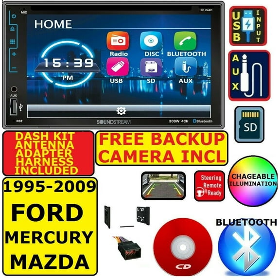 FORD MERCURY MAZDA TOUCHSCREEN Radio Stereo Bluetooth Double Din Dash Kit DVD