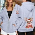 thumbnail image 2 of WILLBEST Sudadera de Mujer Ladies' Christmas Printed Zipper Long Sleeved Pocket Drawstring Casual Hooded Sweatshirt 2110 Grande, 2 of 8