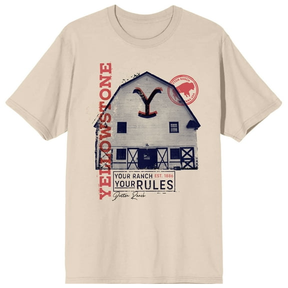 Yellowstone Your Ranch Your Rules Crew Neck Short Sleeve Women's Natural T-shirt-3XL