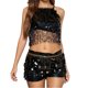 thumbnail image 2 of Blusa informal de poliéster con lentejuelas y borlas para danza del vientre, para mujer, estilo indio, para glúteos, 2 of 8