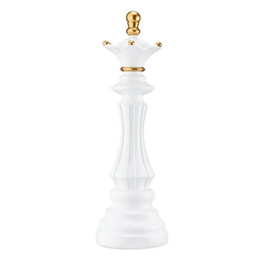 Navaris Chess Statue Decor Piece - 14.5" Tall Decorative Resin Sculpture - Large Game Figure Decoration Ornament for Home, Office, Study - White Queen