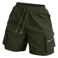 thumbnail image 4 of Only Moment Women's Summer Sweat Shorts Polyester,Spandex Summer Casual Wide Leg Loose High Waist Drawstring Dressy Shorts 2026 Beach Vacation Clothes Womens Athletic Shorts Army Green,S, 4 of 4
