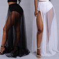 thumbnail image 4 of KOMOO Women Tulle Tutu Long Skirts High Waist Split Detachable Mesh Skirt Swimwear Cover Ups, 4 of 5