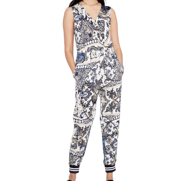 Rachel Rachel Roy Womens Printed V-Neck Jumpsuit