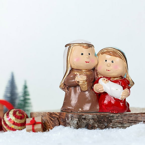 Lunxisen 4 pcs Christmas Miniatures Nativity Figures Mini Nativity Statues Bulk Christmas Family Figurines Hide and Seek Religious Party Favors for Xmas Goodie Bags Decor.