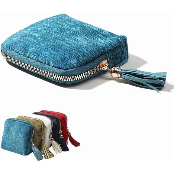 Jewelry zippered pocket case Travel Jewelry Bag - Portable Velvet Organizer with 5 Compartments, Secure Storage for Necklaces & Accessories, Ideal Gift for Women