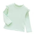 thumbnail image 3 of Loopsun Toddler Girls Shirts, Children's Casual Comfortable Solid Fly Sleeve Long Sleeve Pullover Base Shirt Top Green,2-3 Years, 3 of 4