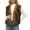Yellow, variant on Women's Faux Fur Sleeveless Vest, Eco-Friendly Plush Waistcoat, Stand Collar Open Front Gilet, Warm Padded Layer, Cropped Fleece Jacket, Casual Layering Piece Brown L