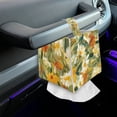 thumbnail image 7 of FUIALDOLG Oil Painting Floral Print Tissue Box Cover, PU Leather Car Tissue Holder Waterproof Napkin Dispenser for Home Office Restaurant Desk Decor, Square 5.1x5.1x5.5'', 7 of 7