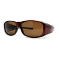 thumbnail image 3 of Polarized 60mm Classic Fit Over Wrap Rectangular Sunglasses Red Brown, 3 of 4