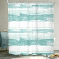 thumbnail image 2 of Abstract Striped Shower Curtain Modern Aesthetic Minimalist Geometric Simple Neutral Watercolor Painting Fabric Waterproof Polyester 12 Pack Hooks Teal Green 84Wx72H Inches Bathroom Decor, 2 of 6