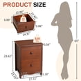 thumbnail image 3 of Ktaxon Solid Wood Nightstand with 2 Drawer Traditional Farmhouse Nightstand Bedside Table End Table, Brown, 3 of 8