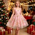 thumbnail image 5 of Girls Embroidered Tulle Dress Spaghetti Strap Floral Ruffle Aline Dress Sleeveless Formal Birthday Party Dresses Pink, Size 10-11, 5 of 6