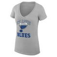 thumbnail image 2 of Women's G-III 4Her by Carl Banks Heather Gray St. Louis Blues Super-Slim Fit Lightweight Team Logo Graphic V-Neck, 2 of 3