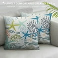 thumbnail image 3 of JRXY  Coastal King Pillow Cases - Microfiber Bed Throw Pillow Covers, Blue Teal Coral Summer Beach Nautical Starfish Decorative Lumbar Pillow Cover with Envelope Closure for Sofa/Travel White, 3 of 5