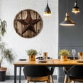 thumbnail image 5 of Silent Wall Clocks Battery Operated, Vintage Western Stars Round Decorative Wall Clock for Living Room Bedroom Kitchen Bathroom Classroom Decor, 10 Inch Brown Farmhouse Wood Texture, 5 of 8
