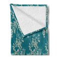 thumbnail image 2 of Leaf Soft Flannel Fleece Throw Blanket, Romantic Roses on Blossoming Branches in Abstract Style Old Fashioned Bouquet Art, Cozy Plush for Indoor and Outdoor Use, 50" x 60", Teal Beige, by Ambesonne, 2 of 5