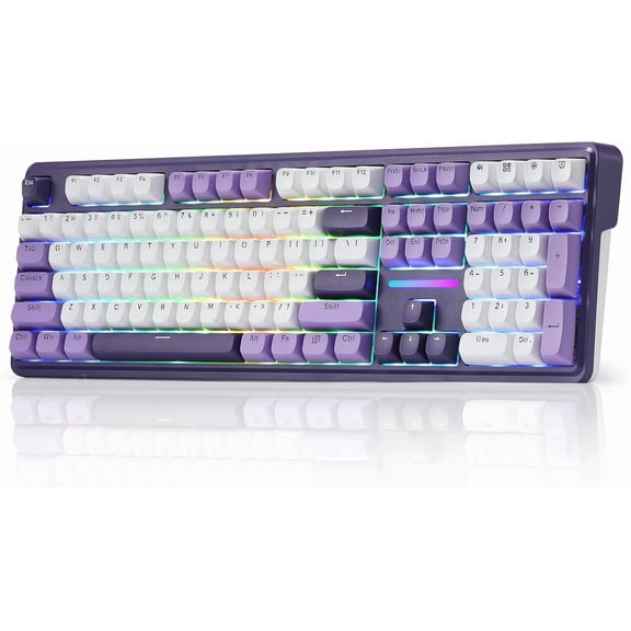 Redragon K745 PRO Wireless Gasket RGB Gaming Keyboard, 108 Keys Mechanical Keyboard w/Extra 4 Hotkeys, Hot-Swap Socket, 5-Layer Noise Dampening, See-Through Round PBT Keycaps, Mint Mambo Switch