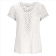 thumbnail image 3 of Suéter de Verano para Mujer, Cuello Redondo, Informal, Tejido A Crochet, Camiseta de Corta con Encaje y Costuras Huecas. M, 3 of 5