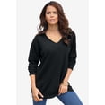 thumbnail image 2 of Roaman's Women's Plus Size Drop Needle V-Neck Lightweight Sweater Knit, 2 of 6