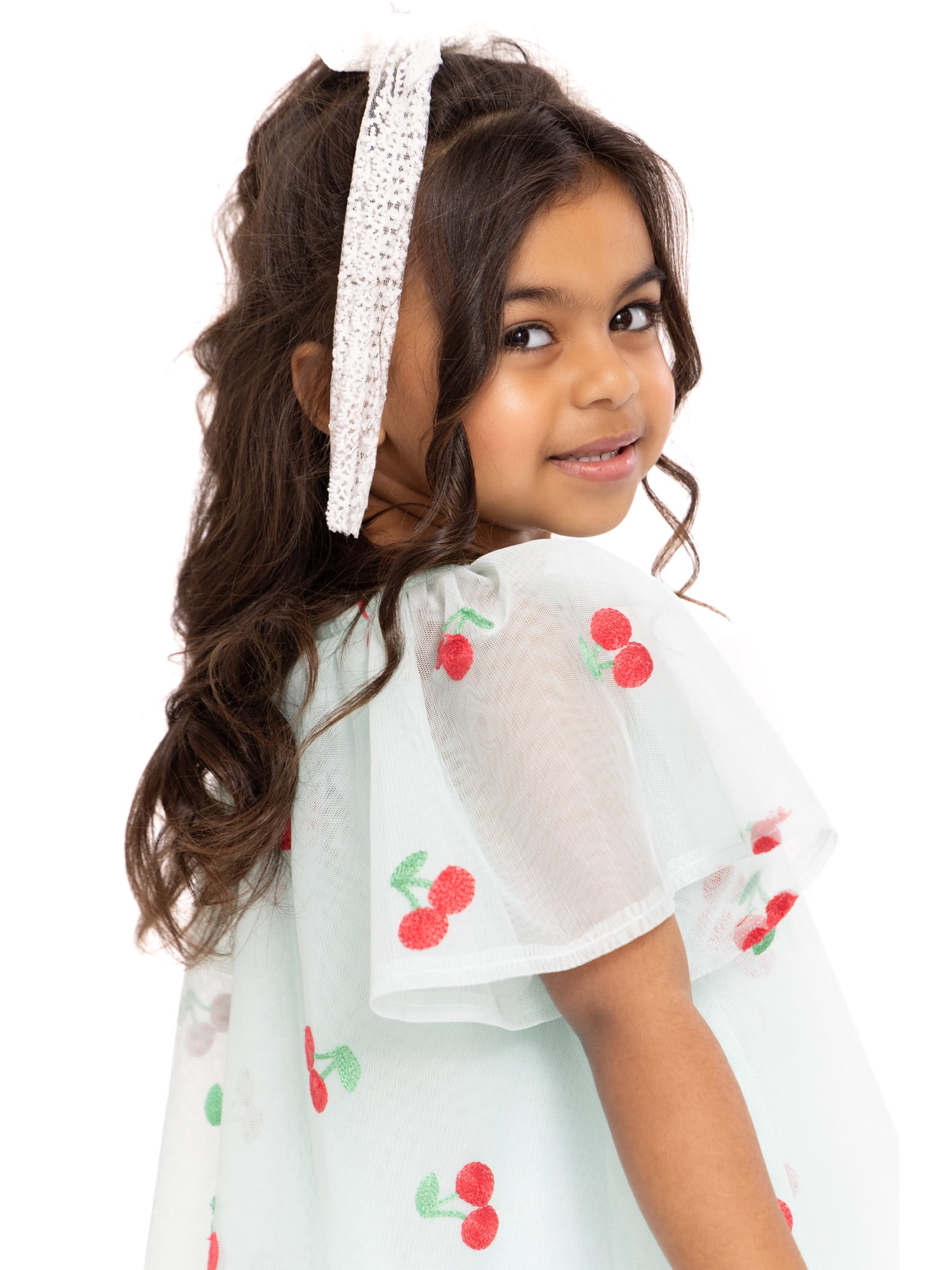 Wonder Nation Toddler Girls Cherry Print Dress with Short Sleeves, Sizes 12M-5T