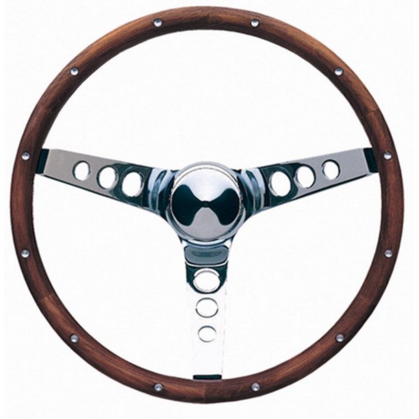 Grant Chrome Steel 131/2 in Diameter Classic Wood Steering Wheel P/N