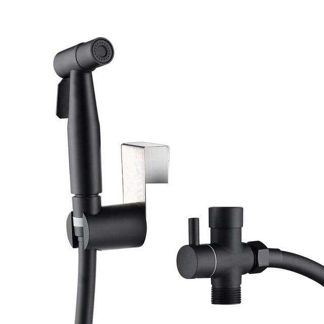 Stainless Steel Handheld Toilet Bidet Sprayer Set , Bidet Attachment Accessory Kit,Wall Mounted /Toilet Tank Mounted,Muslim Shower for Self Cleaning,Matte Black