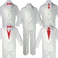 thumbnail image 1 of Baby Teen White Satin Shawl Lapel Suits Tuxedo RED HOT Satin Bow Necktie Vest, 1 of 5