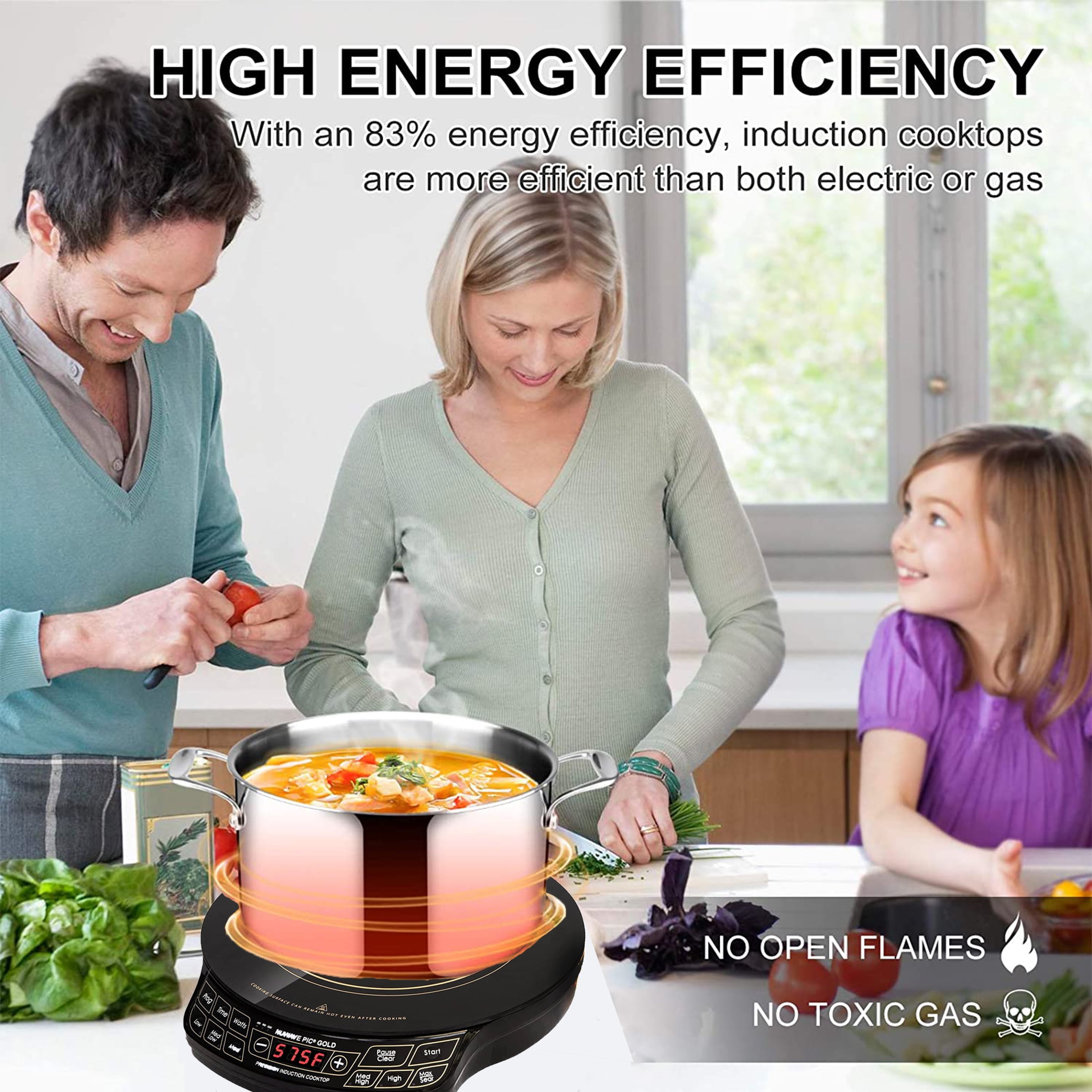 NuWave Precision Induction Cooktop 8inch Portable induction cooker, 100°F  to 575°F and 3 Wattage Settings - Walmart.com