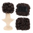 thumbnail image 1 of SWACC Extensión de moño de pelo corto, desordenado y rizado, peines de pelo fáciles de estirar, clip en extensión de cola de caballo, bandeja de moño, postizos de cola de caballo (marrón oscuro-4#), 1 of 5